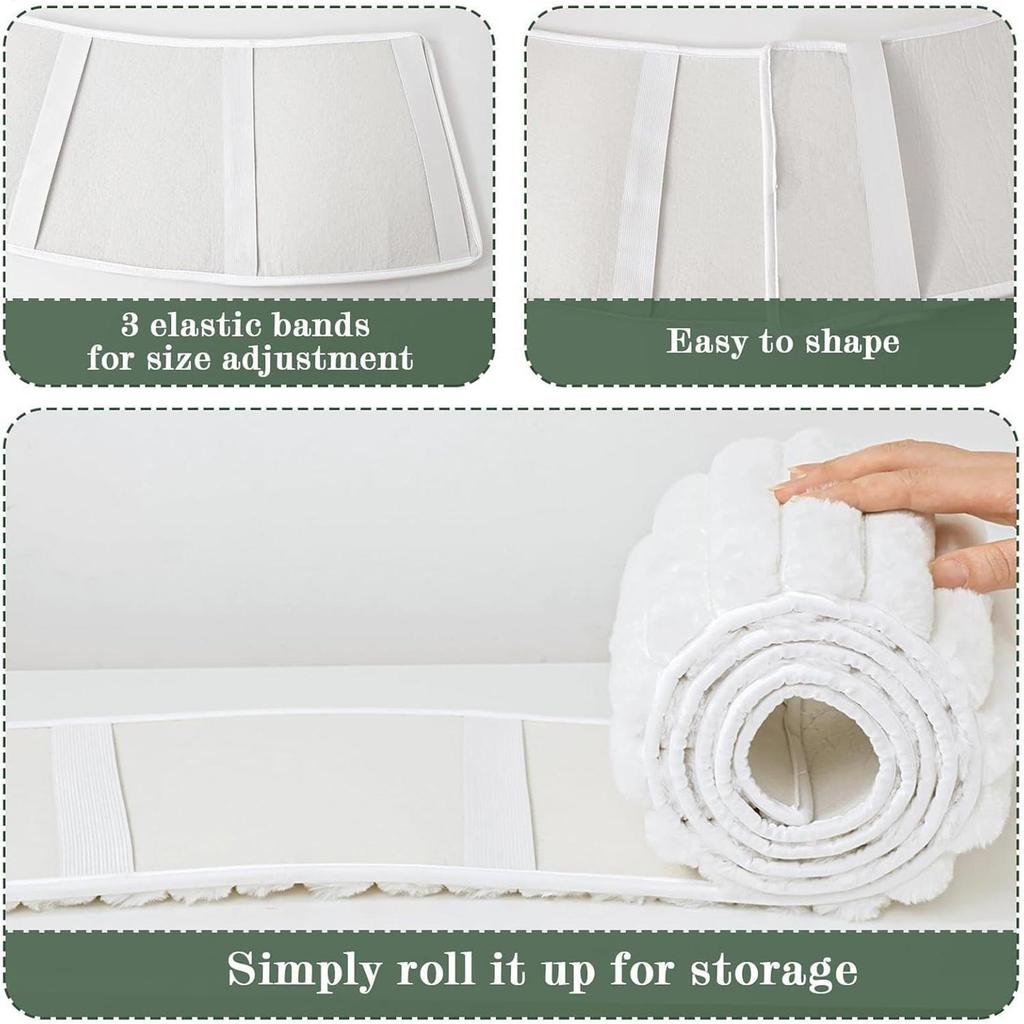 Christmas Tree Collar White Rustic Plush Soft Skirt Bohemian Artificial Tree Collars For Outdoor Indoor Farmhouse Home Holiday