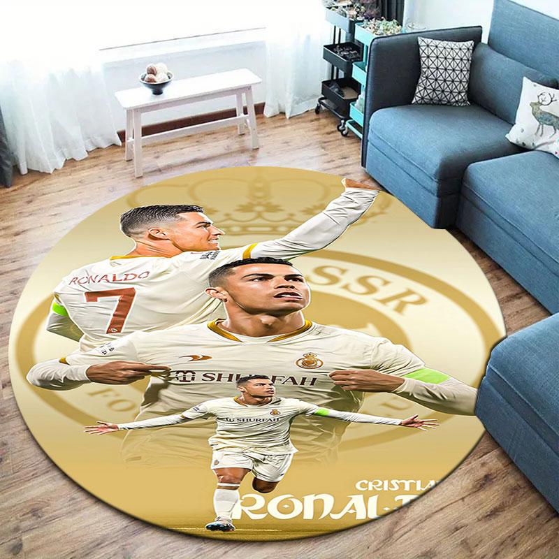 Cristiano Ronaldo Round Area Rug,Carpet Rug for Living Room Bedroom Sofa Playroom Decor,Non-slip Floor Mat
