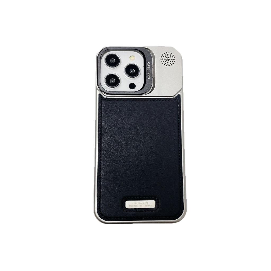 Applicable To Apple 17promax Magnetic Mobile Phone Case iPhone16 Plain Leather Ultra-thin Borderless 15 Lens Holder Cover