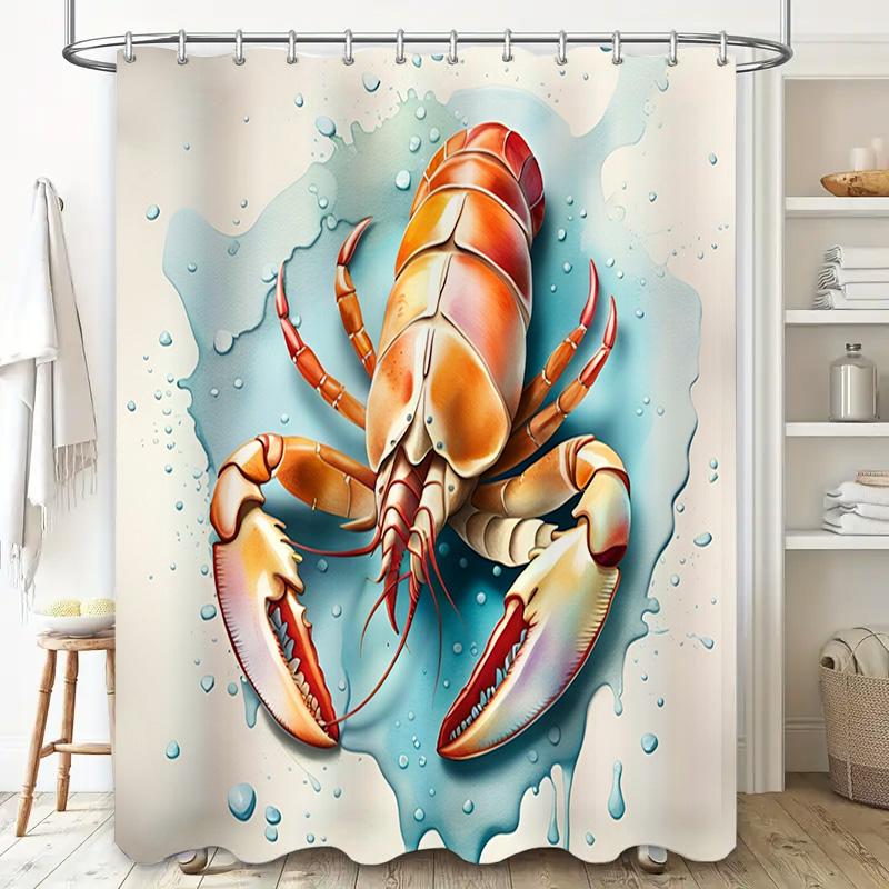 3D Printed Waterproof Shower Curtain featuring a Vibrant Lobster Design for Bathroom Decorations Perfect Gift Idea