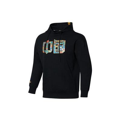 Li Ning Table Tennis Series Fun Print Thick Pullover Sports Hoodie Unisex Hoodies Black AWDR747-3