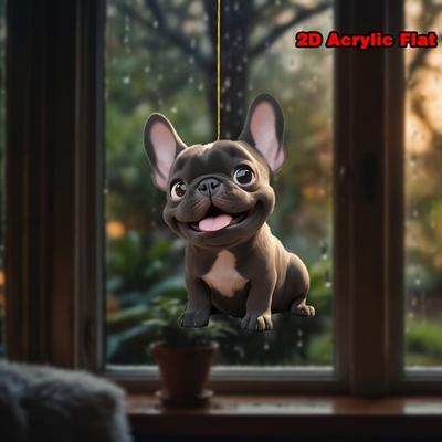 Акриловий брелок «Французький бульдог» - 2D плоский брелок Підходить для автомобілів, рюкзаків і прикрас для дому, невеликих подарунків для друзів і однокласників