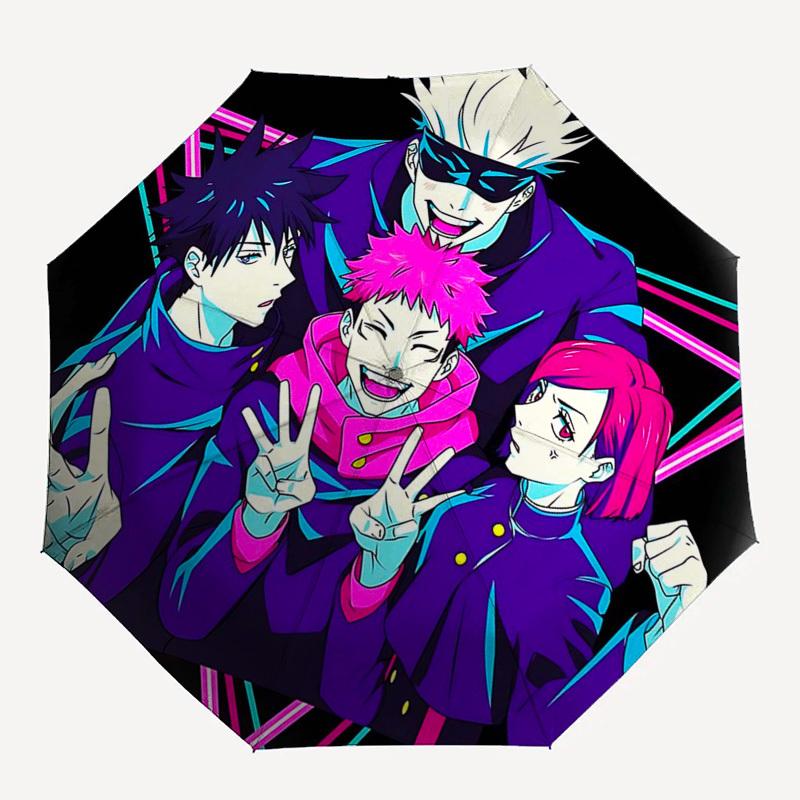 1pc Jujutsu Kaisen Characters Auto-Folding Umbrella - Portable 3-Fold Design, 8-Bone Iron Frame Outdoor Umbrella, Perfect Gift for Fans, Travelers, Da
