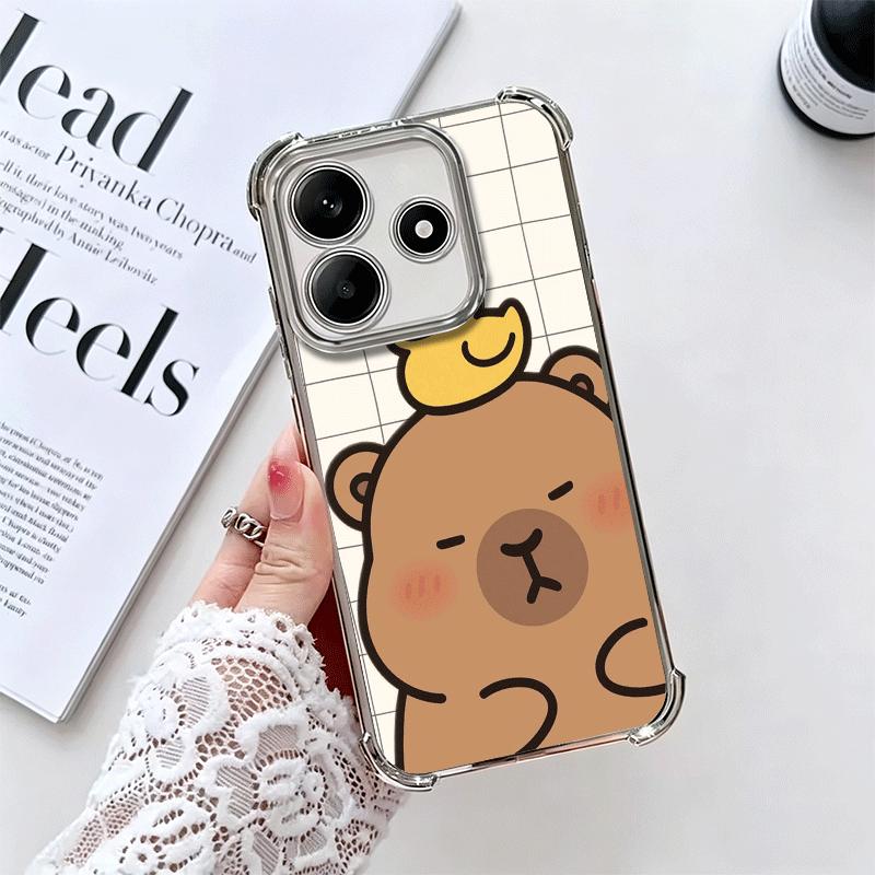 Funny Capybara Cartoon Cute Plating Phone Case For Xiaomi Redmi Note 14 15 Pro Plus 13 12 11 11S 11T 10 9S 9 5G Anti-Fall Airaba