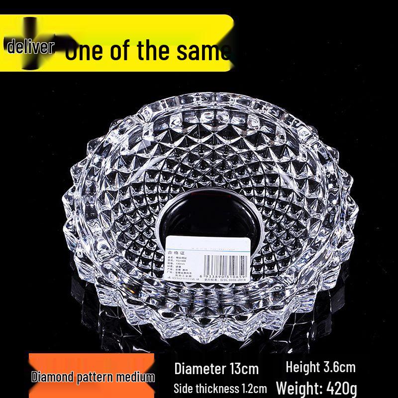 Premium Anti-Fly Ash Crystal Glass Ashtray for Stylish Living Rooms