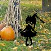 Halloween Garden Stake Metal Art Flying Witch Sign Skeleton Zombie