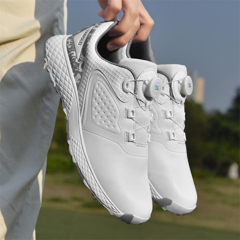 Golf Shoes Men and Women Couple Comfortable Waterproof Automatic Knob Telescopic Shoelaces Non-slip Fixing Nails Outdoor Sneakers