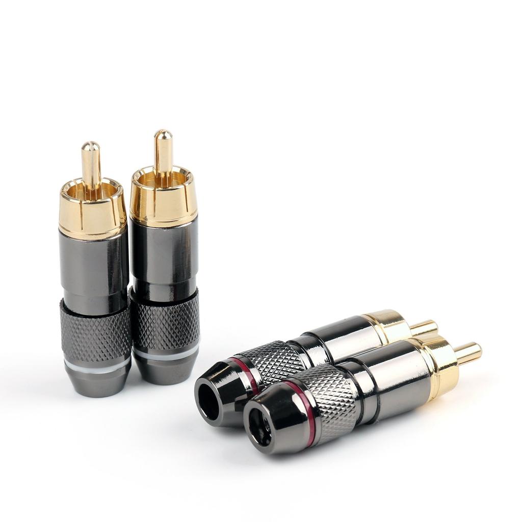 Bruce Shark Kupfer und Messing RCA Audio Video Adapterstecker & 12-teilige vergoldete Stecker, vergoldet