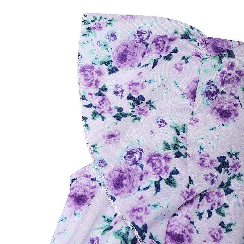 ZANZEA Damska sukienka na co dzień z dekoltem w szpic i kwiatowym nadrukiem z krótkim rękawem