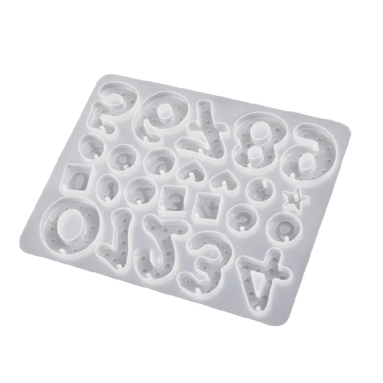 Silicone Keychain Mold with Hole Letter/Numbers Charm Key Pendant Crafting Mould Handmade Jewelry Making Supplies