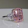 Wosikate Luxury Square High Carbon Diamond Ring For Women  Copper Fashion Jewellery Cherry Blossom Pink Zirconia Finger Ring