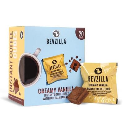 Bevzilla 20 Cubetti di Caffè Istantaneo Gusto Vaniglia Cremosa | Realizzati con Zucchero di Palma e Chicchi Arabica | Senza Zucchero Raffinato | Gusta Caldo e Freddo