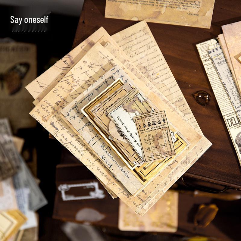 Yanji Retro Journal Material Pack: 100 Sheets - 4 Types Available