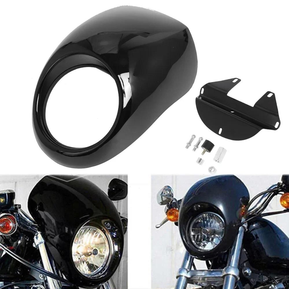 Motorcycle Black Headlight Grill Fairing Cover ABS Plastic Windshield 883 1200 Front Fork Mount New Sell Good