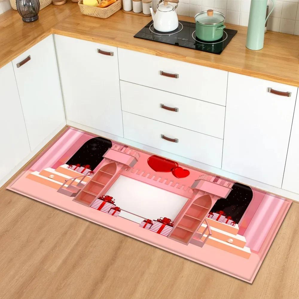 Valentinstag Liebe Rosenmuster Hausküche Bodenmatte Eingangsbereich Dekoration Bodenmatte
