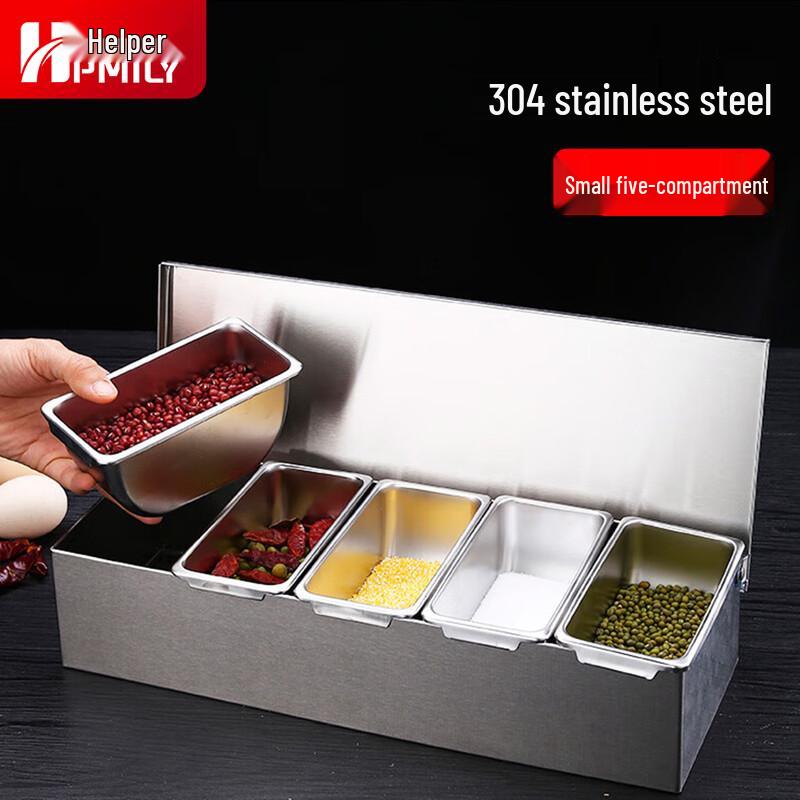 HPMILY Wielokomorowy Pojemnik na Przyprawy ze Stali Nierdzewnej 304