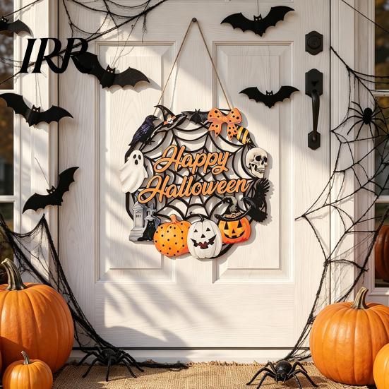 Indoor Outdoor Holiday Sign Black Cat Ghost Door Sign, Halloween Decorative Plaque, Wooden Hanging Craft Decorations Vintage Rustic Decor with