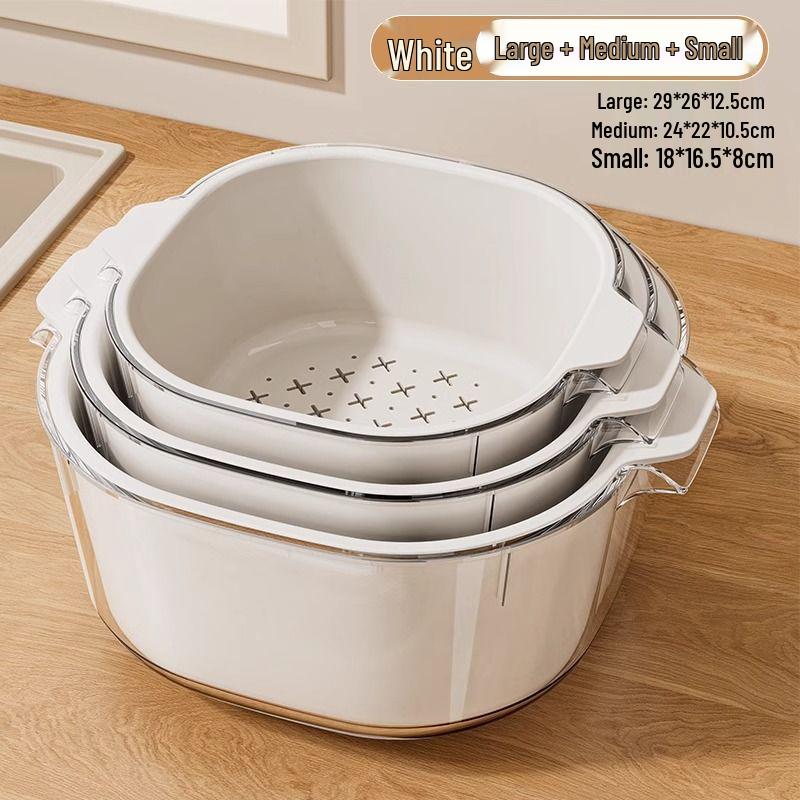 Double-Layer Kitchen Drain Basket for Fruits & Vegetables - Food-Grade Storage & Strainer