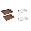 2x Rustic Serving Trays Multipurpose Rectangular Stylish for Tea Food Coffee