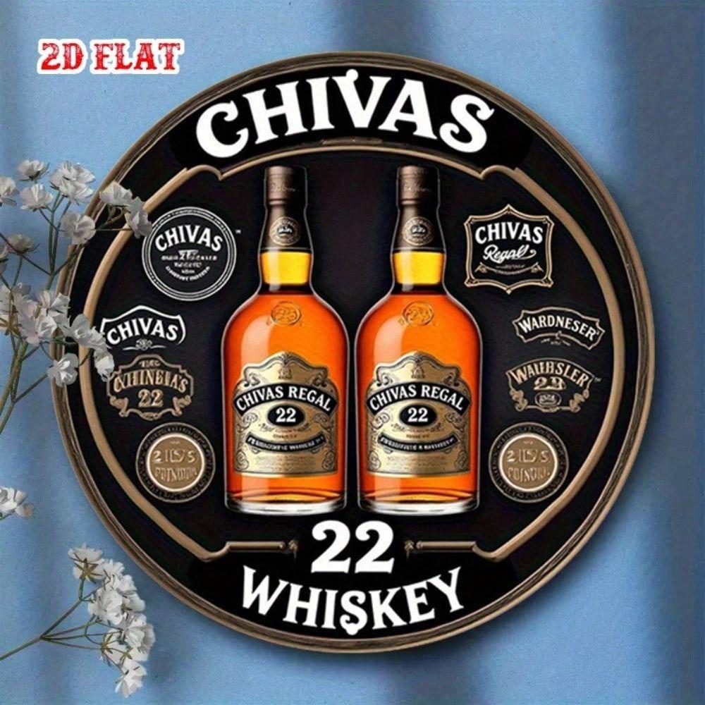 

Vintage Round Metal Sign Regal 22, Retro Wall Art for Bar Home