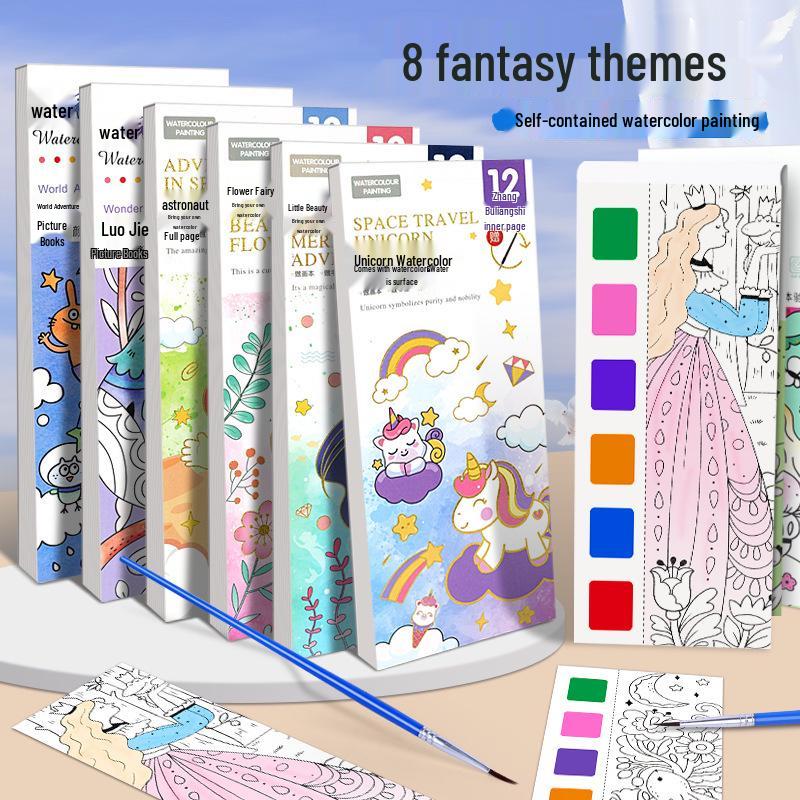 

Kids Portable Watercolor Doodle and Painting Book with Gouache Paints