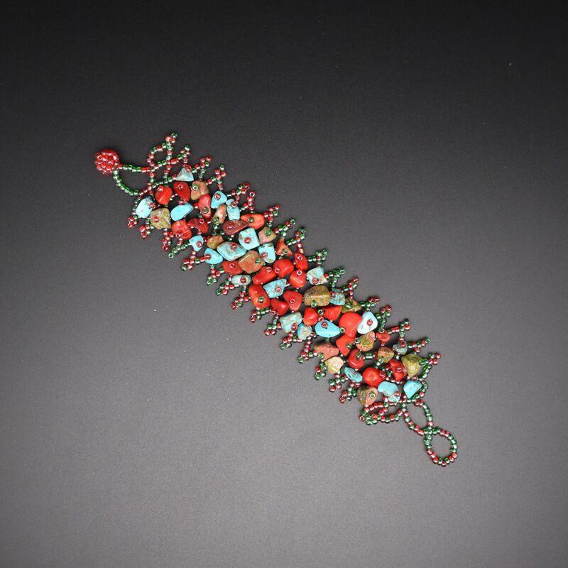 Handmade Bohemian Ethnic Style Beaded Bracelet With Natural Stone Chips Hollow Seed Beads Women Men