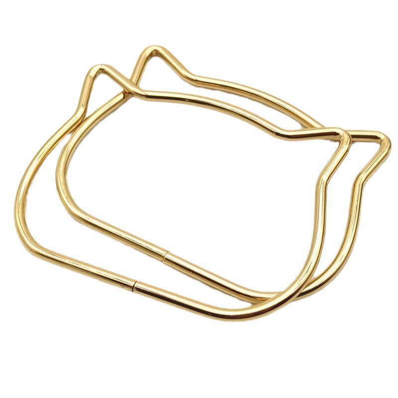 Asas metálicas semicirculares para bolsos tejidos - Diseño de cabeza de oso y gato