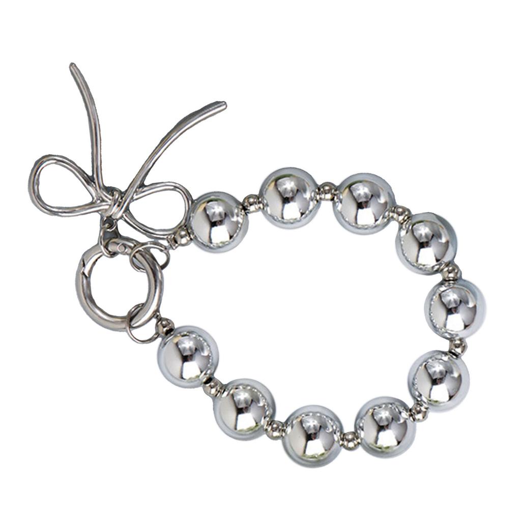 Delicate Keychain with Beaded Bowknot Phone Charm Unique Keyring Bag Pendant for Car Key Wallet Backpack Purse