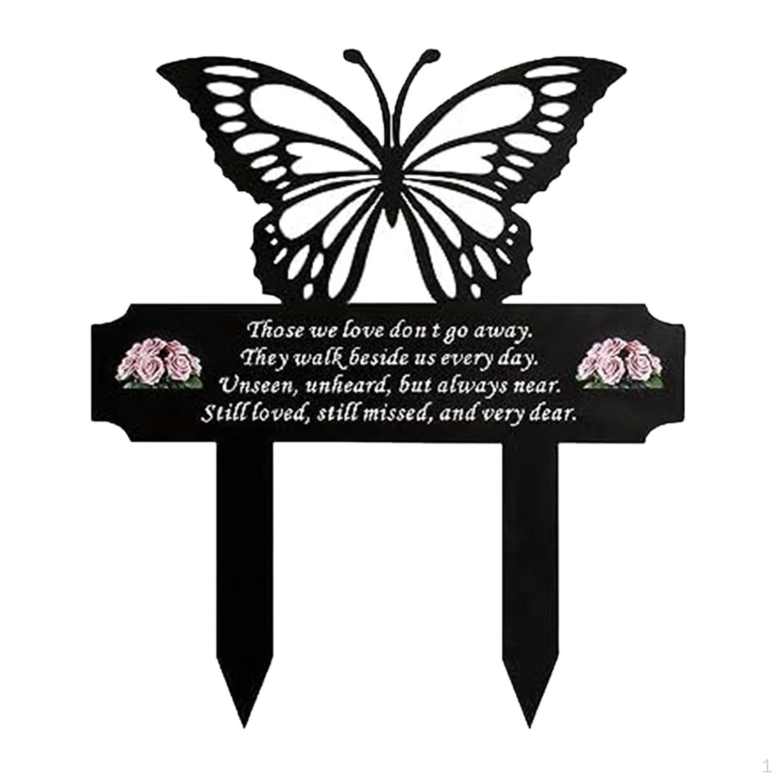 

Cemetery Memorial Plaque, Butterfly Garden, Weatherproof Decoration, Yard Graveside Path чёрный