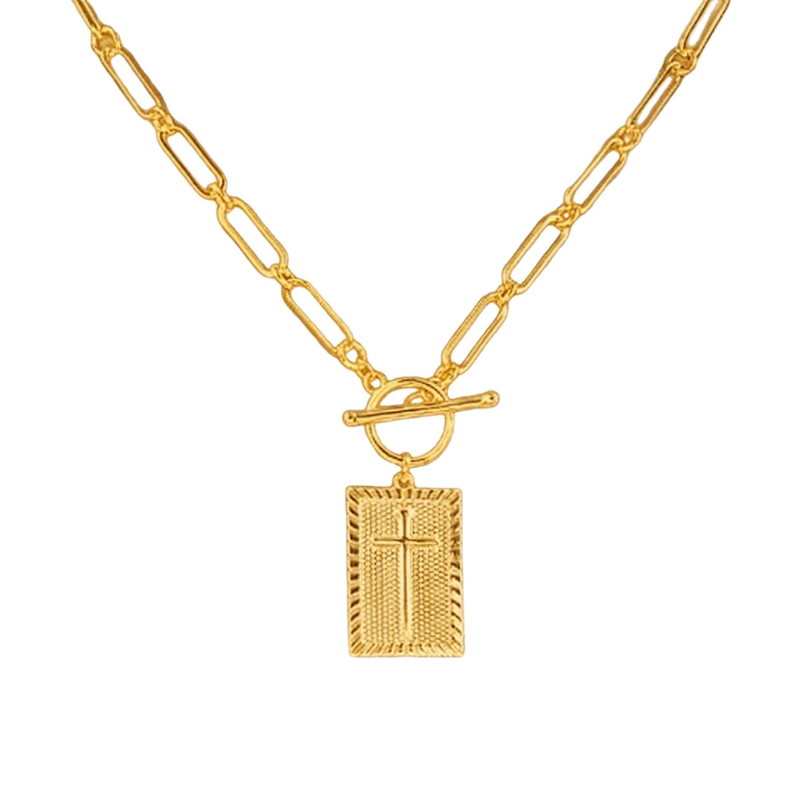 

Stylish Cross Pendant Necklace Multifuntional Neck Jewelry Copper Texture Suitable for Everyday Wear and Parties B