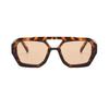 Vintage Square Sunglasses for Women Men Thick Frame Double Bridges Eyewear Female Fashion Chic Polygon Sun Glasses Leopard Blue