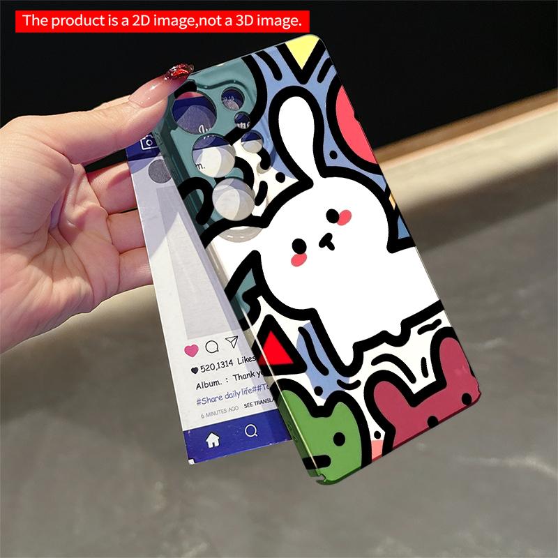 2DFlat Samsung Phone Case Cute Bunny Cartoon Pattern Phone Case Applicable To Galaxy S22 S23 S24 S25ULTRA S26 A12 A13 A14 A15 A16  A34 A35 A54 A55