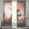 Japanese Anime Character Bushido Translucent Drapes ideal for Living Room Kitchen Tulle Windows Voile Yarn Curtains ideal for Bedroom Space Decor