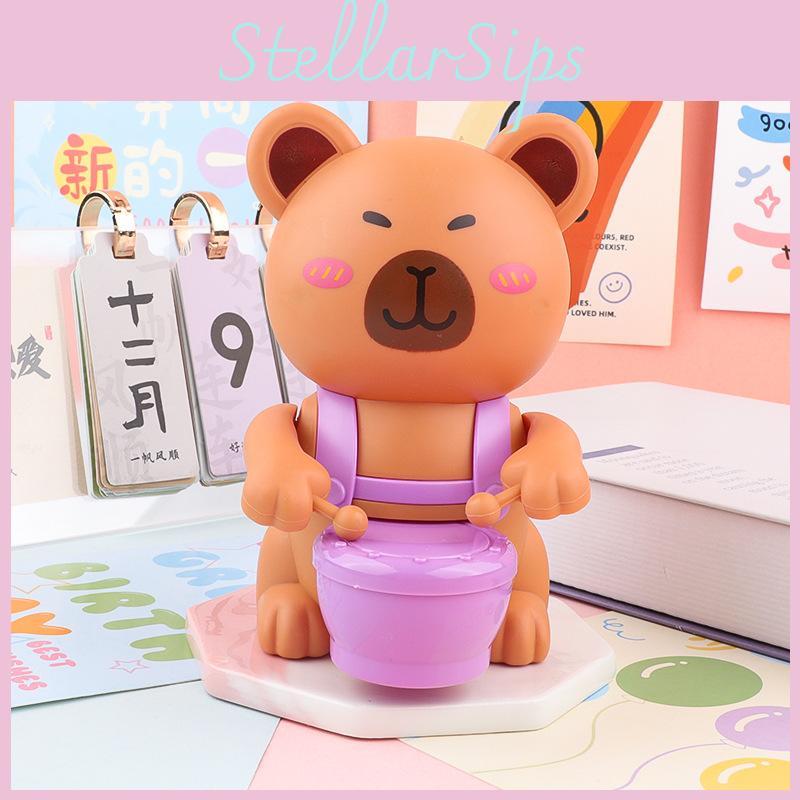 Capybara Spielzeugtrommel mit Federmechanismus für frühkindliches Lernen und sensorische Entwicklung