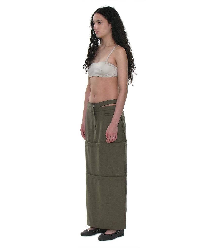Partimento Woman Multiway Double Waist Transform Skirt_Khaki