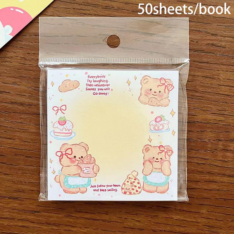 

50 листов/книга мультяшный медведь-масло липкая записка самоклеящаяся отрывная записная книжка памятные заметки канцелярские принадлежности для офиса и школы