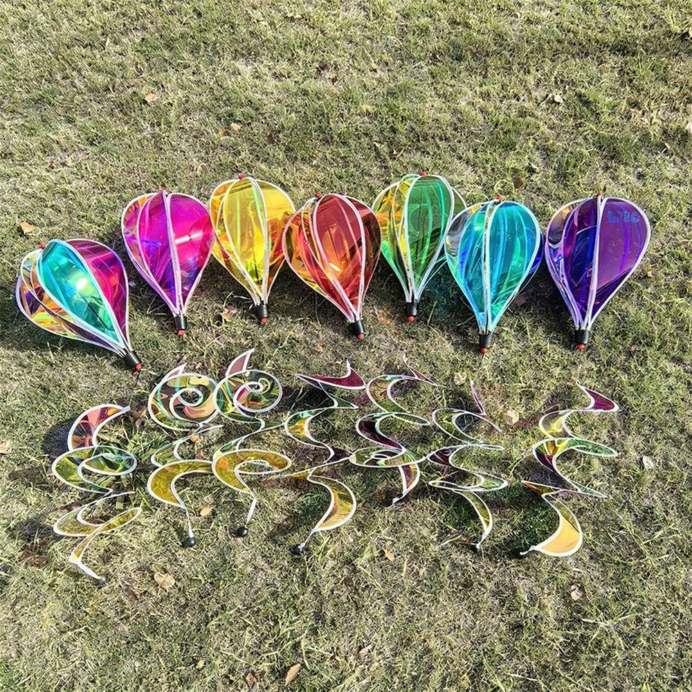 Giant Size Rainbow Hot Air Balloon Rotating Sequins Plastic Material Pinwheels 43.3inch Height 4X Balloon Whirligigs Kids Play