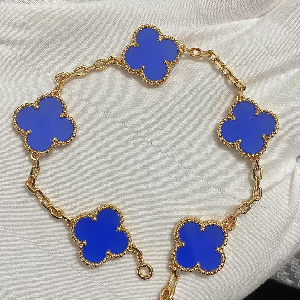 Nuova Versione Bracciale Quadrifoglio Cinque Fiori Agata Rossa Naturale Madreperla Bianca Bracciale da Donna Bracciale Laser