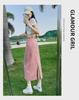 2024 Women's High Waist Pink A-Line Denim Skirt - Slim, Lightweight, Summer Style with Small Split