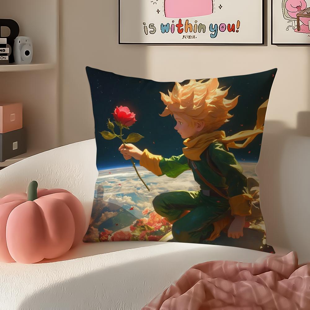 Classic French Literary IP Anime LLittle Prince Cushion Cover Pillowcase Short Plush Invisible zipper Room Sofa Cushion Cover