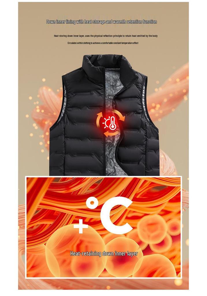 Unisex Large 80% White Duck Down Graphene Vest - Autumn/Winter 2024 Style, Warm Outerwear Gilet