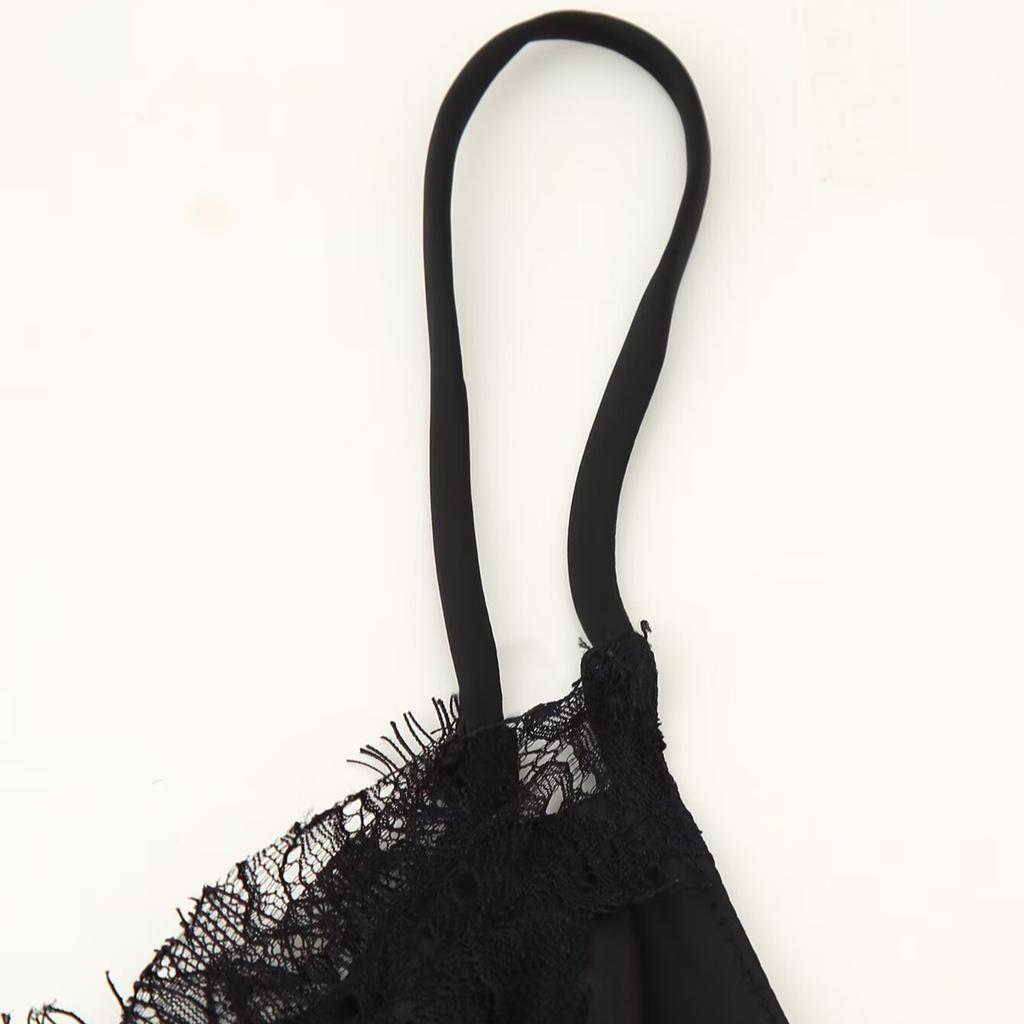 Women's Autumn New Sexy Lace Silk Texture Suspender Dress