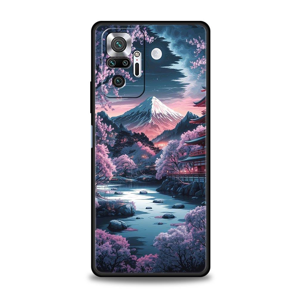 Pink Sunset Mountain Phone Case Cover for Redmi 14C 10C Note 15 14 13 12 10 11 K40 Pro Plus 5G Shockproof Soft TPU Shell Capas