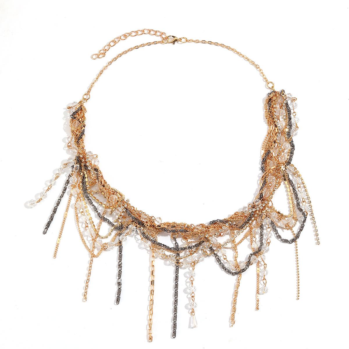 Tassel multi-layer layered wrapped necklace with personalized high-end feel, hand woven necklace for women s fashion