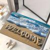 Ocean Wave Welcome Printed Door Mat Non-Slip Absorbent Entrance Rug for Bedroom Living Room Camping Picnic Yoga Floor Mat