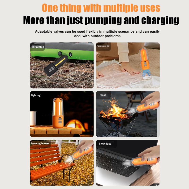 Portable Air Pump For Inflatables 430L/Min Ultra Fast Air Mattress Pump, 2000 Mah Battery & Camping Light, Electric Air Pump