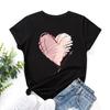 Módní bavlněné tričko s potiskem srdce, krátký rukáv, kulatý výstřih, dámské topy s 2D potiskem