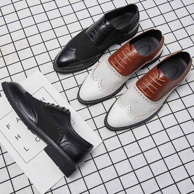 Fashion Golden Sapling Retro Brogue Shoes Men's Oxfords Elegant Dress Flats for Men Fashion Party Footwear Casual Business Formal Shoe