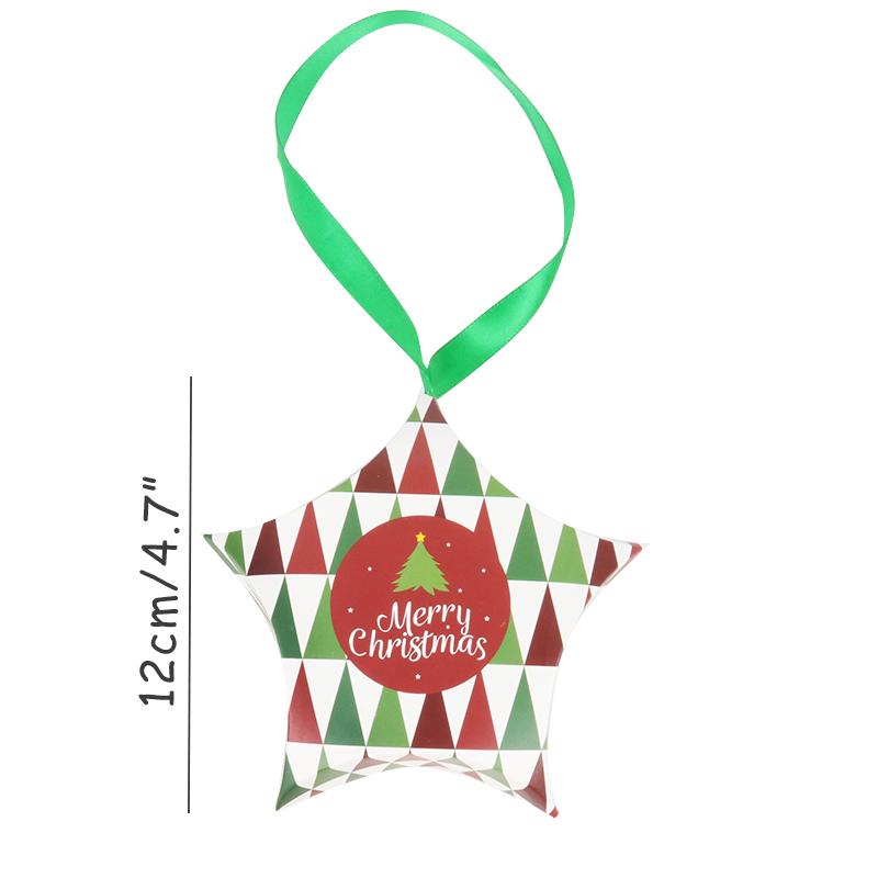 8pcs Star Shape Christmas Candy Box DIY Paper Treat Gift Boxes with Ribbon Merry Christmas Boxes Bag for Home New Year Navidad