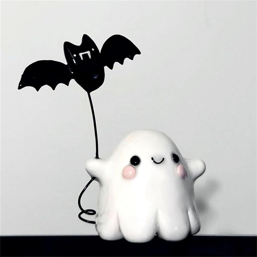 Pack Of 2 Ghostly Walking Bat Statue Resins Crafts Figurine Ornaments for Halloween Festivals Home and Garden Decoration